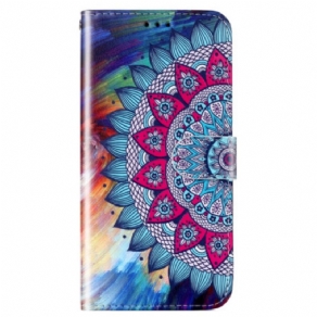 Læder Cover Poco C65 Telefon Etui Mandala Remmønster