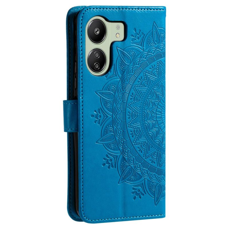 Læder Cover Poco C65 Telefon Etui Mandala Søn