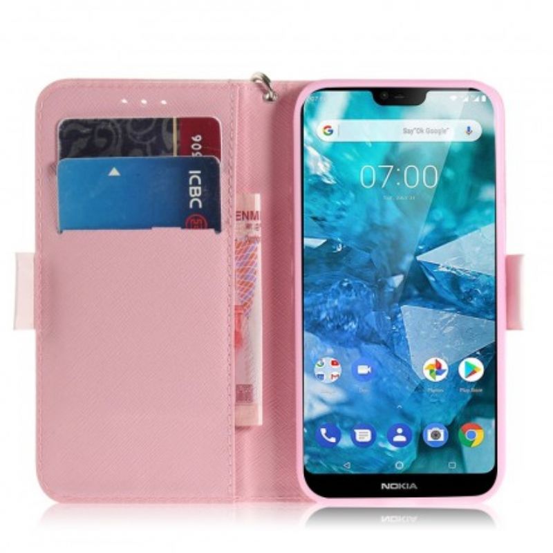 Flip Cover Nokia 7.1 Med Snor Stroppumpe