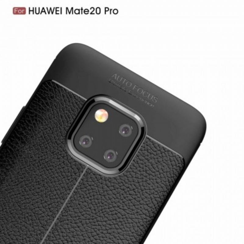 Cover Huawei Mate 20 Pro Dobbelt Linje Litchi Læder Effekt