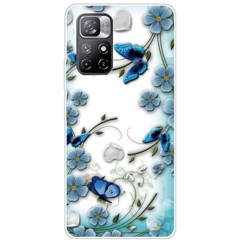 Cover Xiaomi Redmi Note 11 Pro Plus 5G Blå Blomster Og Sommerfugle