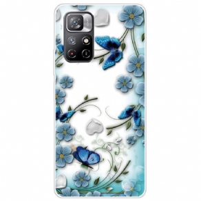 Cover Xiaomi Redmi Note 11 Pro Plus 5G Blå Blomster Og Sommerfugle