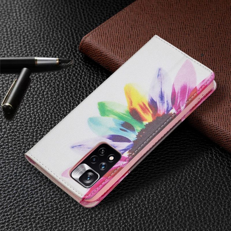 Cover Xiaomi Redmi Note 11 Pro Plus 5G Flip Cover Akvarelblomst