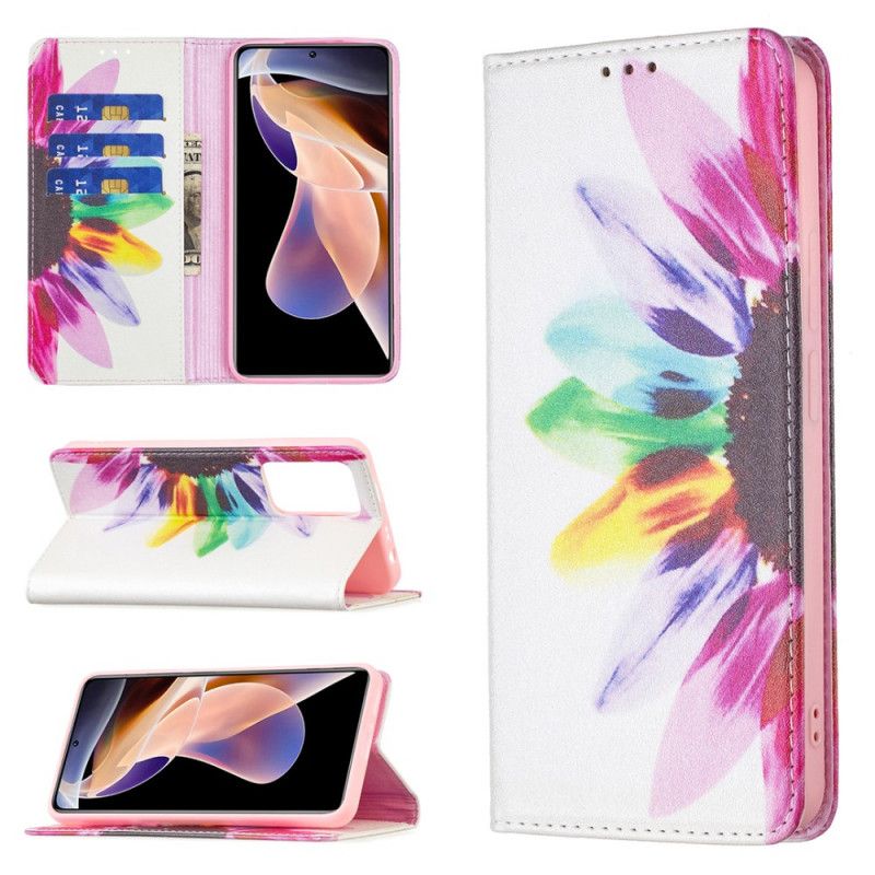 Cover Xiaomi Redmi Note 11 Pro Plus 5G Flip Cover Akvarelblomst