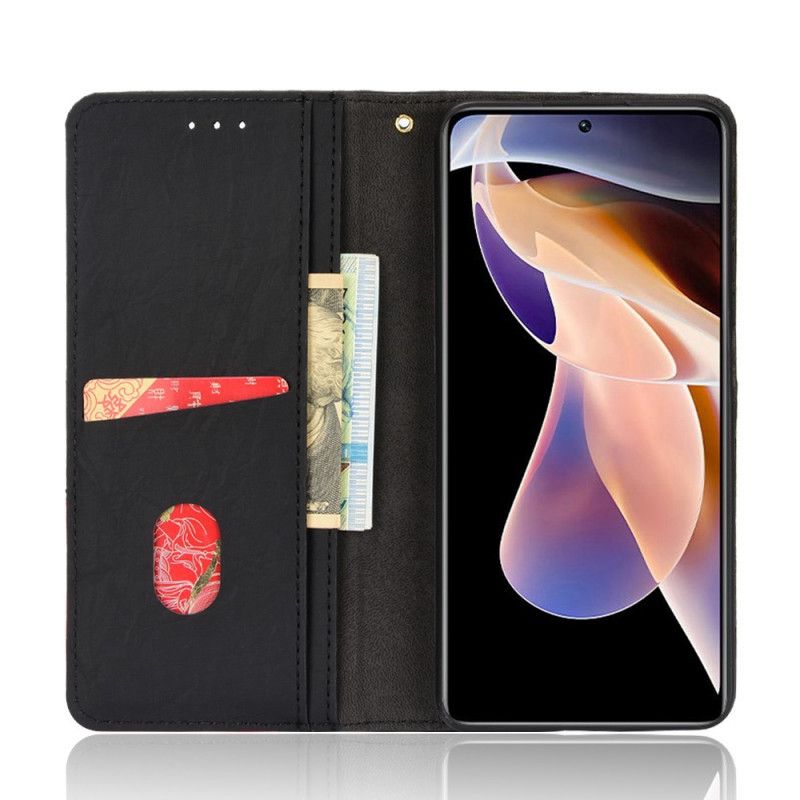 Cover Xiaomi Redmi Note 11 Pro Plus 5G Flip Cover Skrå Tofarvet Kunstlæder