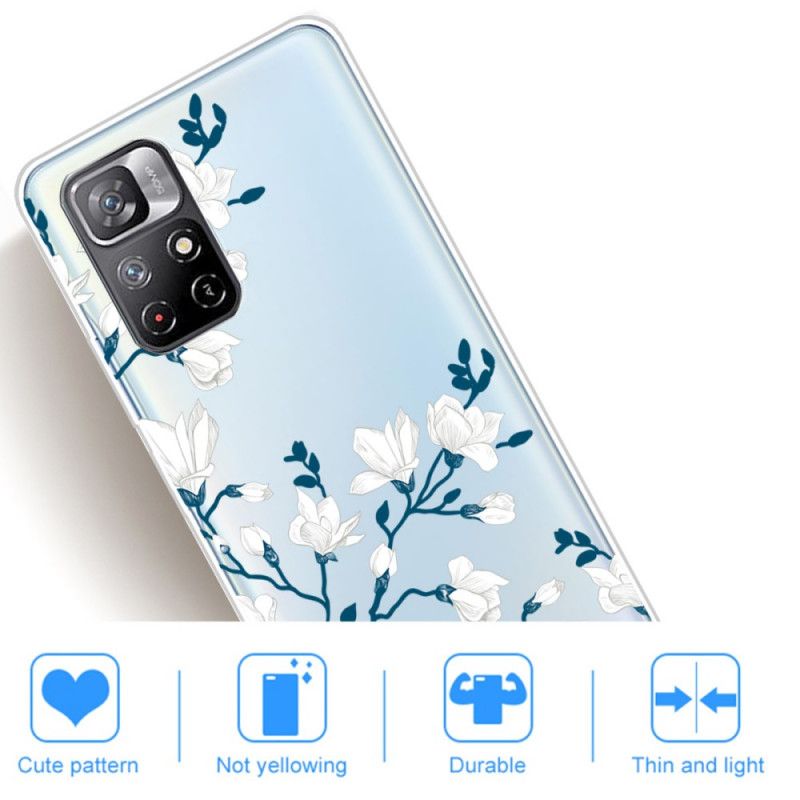 Cover Xiaomi Redmi Note 11 Pro Plus 5G Hvide Blomster