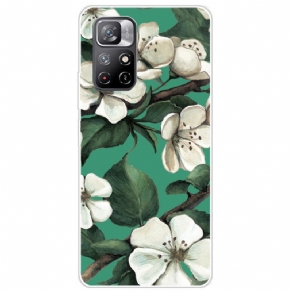 Cover Xiaomi Redmi Note 11 Pro Plus 5G Hvide Silikone Blomster