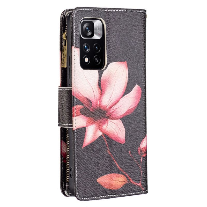 Flip Cover Xiaomi Redmi Note 11 Pro Plus 5G Blomsterlomme Med Lynlås