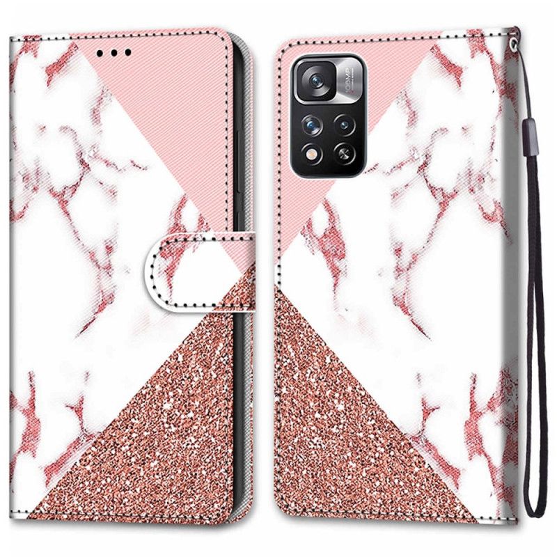 Flip Cover Xiaomi Redmi Note 11 Pro Plus 5G Marmor Og Glittertrekant