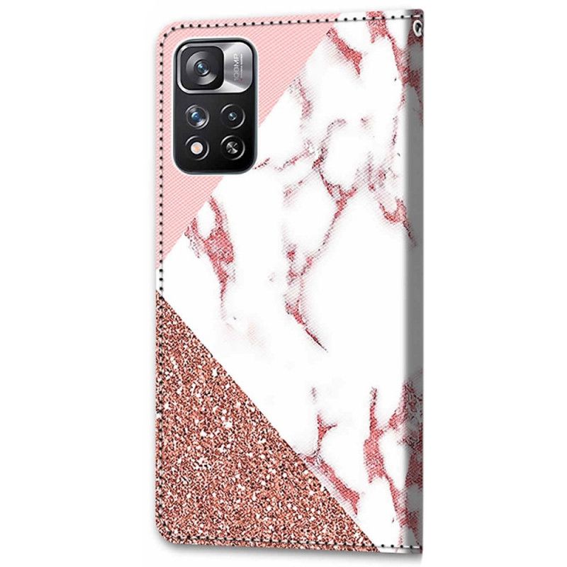 Flip Cover Xiaomi Redmi Note 11 Pro Plus 5G Marmor Og Glittertrekant