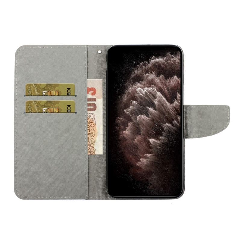 Flip Cover Xiaomi Redmi Note 11 Pro Plus 5G Med Snor Farverige Stropblomster