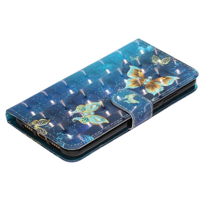 Flip Cover Xiaomi Redmi Note 11 Pro Plus 5G Med Snor Gylden Strap Sommerfugle