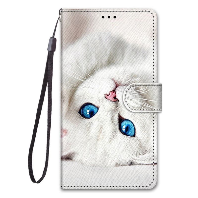 Flip Cover Xiaomi Redmi Note 11 Pro Plus 5G Med Snor Hvid Strappy Cat