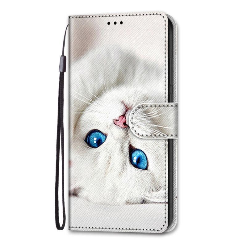 Flip Cover Xiaomi Redmi Note 11 Pro Plus 5G Med Snor Hvid Strappy Cat