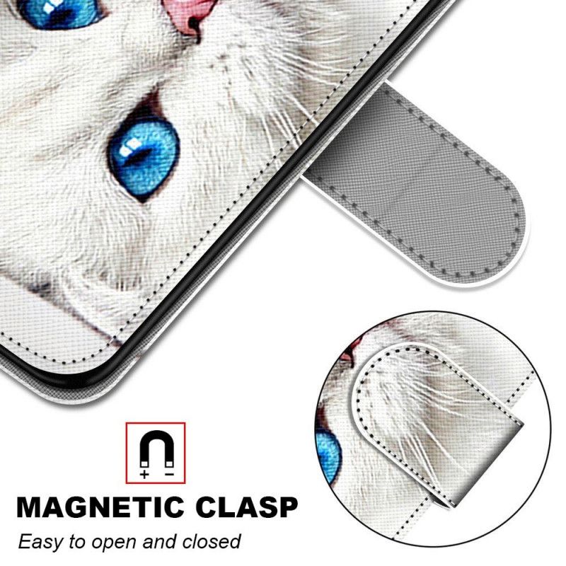 Flip Cover Xiaomi Redmi Note 11 Pro Plus 5G Med Snor Hvid Strappy Cat