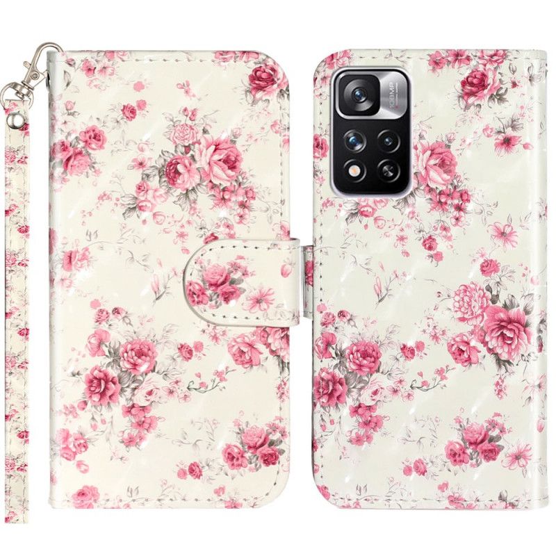 Flip Cover Xiaomi Redmi Note 11 Pro Plus 5G Med Snor Liberty Strap Blomster