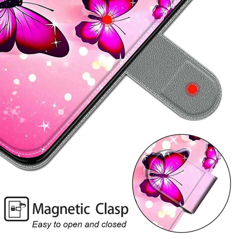 Flip Cover Xiaomi Redmi Note 11 Pro Plus 5G Med Snor Thong Butterflies Fan