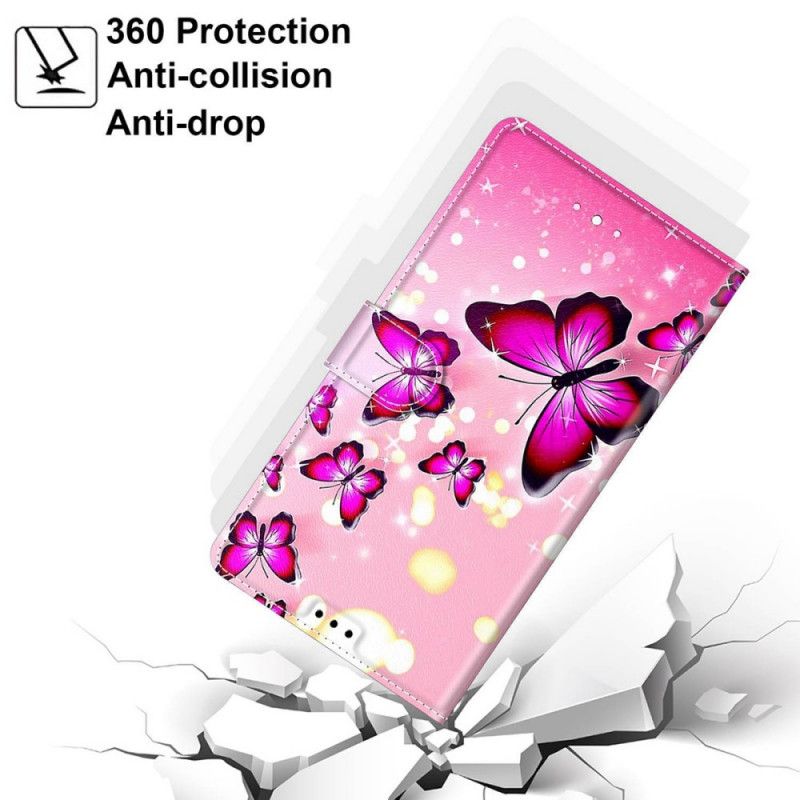 Flip Cover Xiaomi Redmi Note 11 Pro Plus 5G Med Snor Thong Butterflies Fan