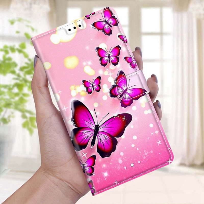 Flip Cover Xiaomi Redmi Note 11 Pro Plus 5G Med Snor Thong Butterflies Fan