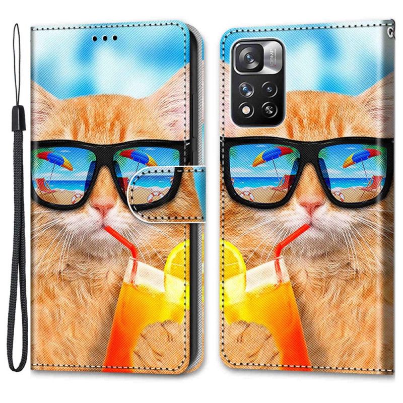 Flip Cover Xiaomi Redmi Note 11 Pro Plus 5G Med Snor Thong Star Cat