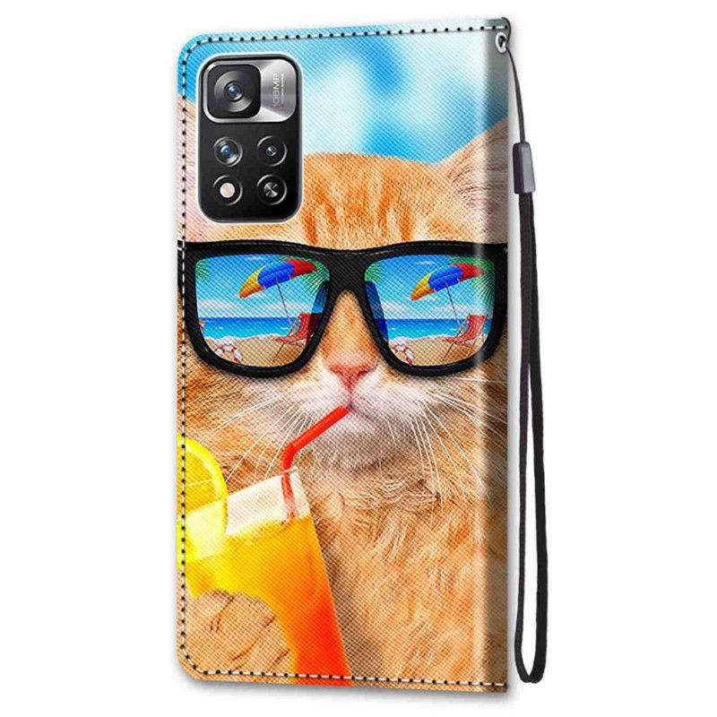 Flip Cover Xiaomi Redmi Note 11 Pro Plus 5G Med Snor Thong Star Cat