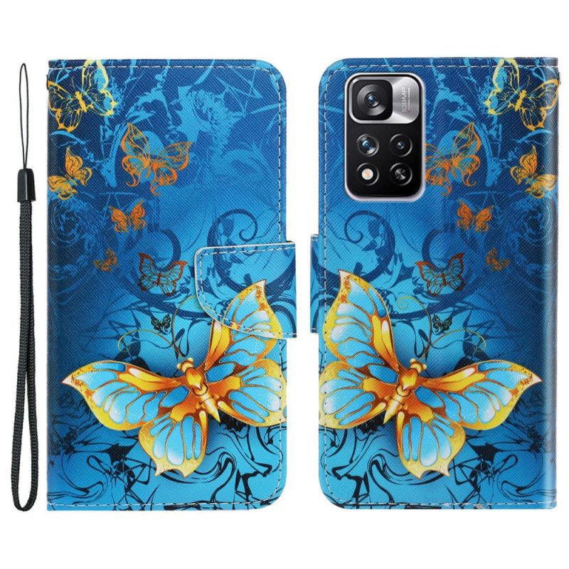 Flip Cover Xiaomi Redmi Note 11 Pro Plus 5G Med Snor Variationer Af Sommerfuglestrop