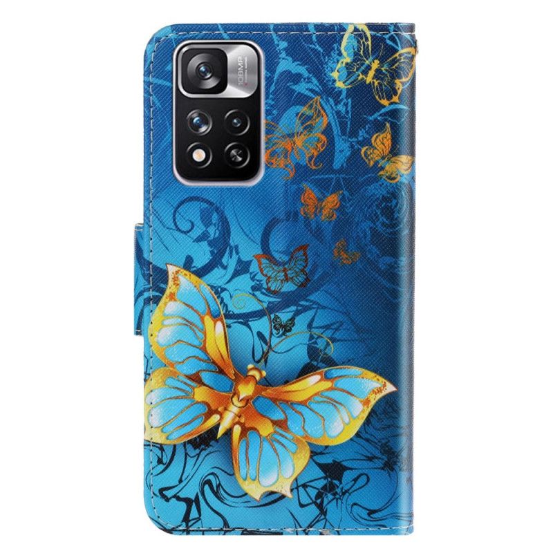 Flip Cover Xiaomi Redmi Note 11 Pro Plus 5G Med Snor Variationer Af Sommerfuglestrop