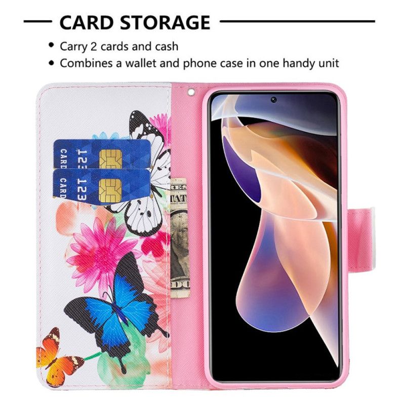 Flip Cover Xiaomi Redmi Note 11 Pro Plus 5G Sommerfugle