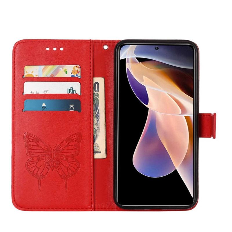 Flip Cover Xiaomi Redmi Note 11 Pro Plus 5G Sommerfugledesign Med Snor