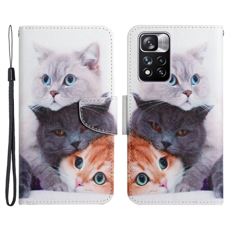 Flip Cover Xiaomi Redmi Note 11 Pro Plus 5G Stabel Af Lanyard Cats