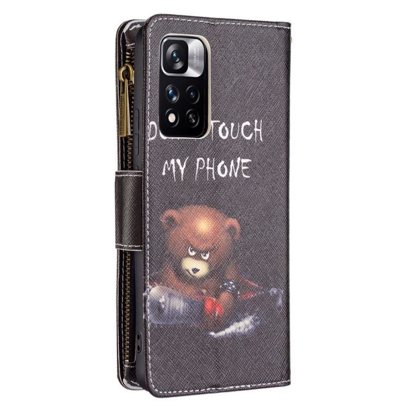 Læder Cover Xiaomi Redmi Note 11 Pro Plus 5G Bear Lynlåslomme