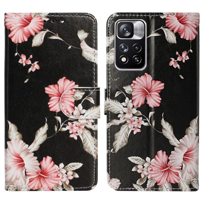 Læder Cover Xiaomi Redmi Note 11 Pro Plus 5G Blomsterstilen