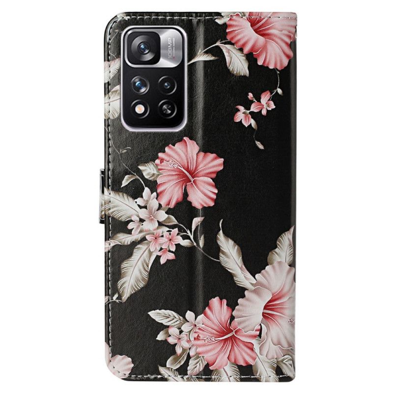 Læder Cover Xiaomi Redmi Note 11 Pro Plus 5G Blomsterstilen