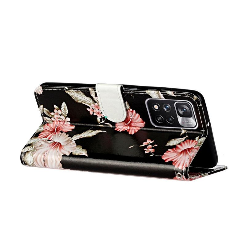 Læder Cover Xiaomi Redmi Note 11 Pro Plus 5G Blomsterstilen