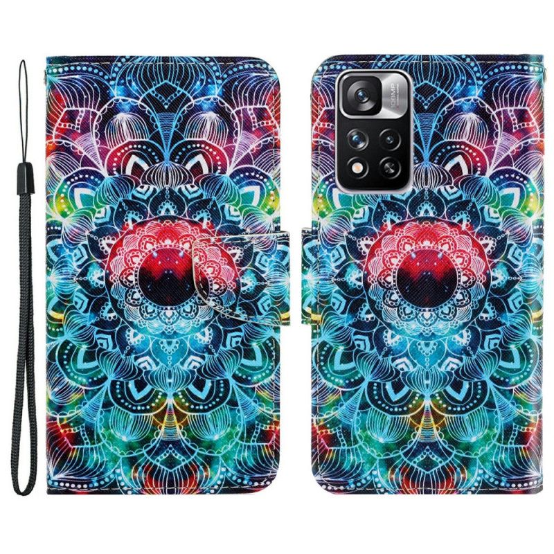 Læder Cover Xiaomi Redmi Note 11 Pro Plus 5G Med Snor Flashy Strappy Mandala