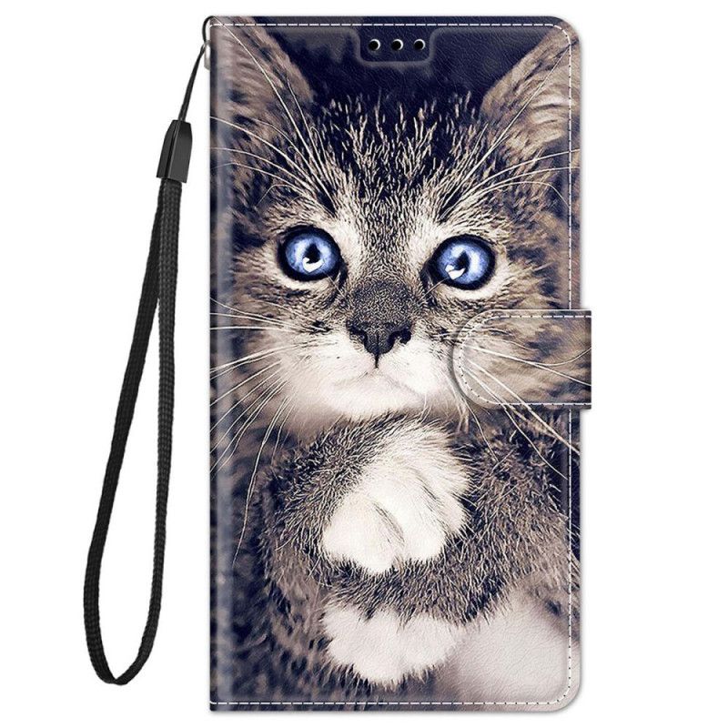 Læder Cover Xiaomi Redmi Note 11 Pro Plus 5G Med Snor Thong Cat Fan