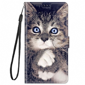 Læder Cover Xiaomi Redmi Note 11 Pro Plus 5G Med Snor Thong Cat Fan