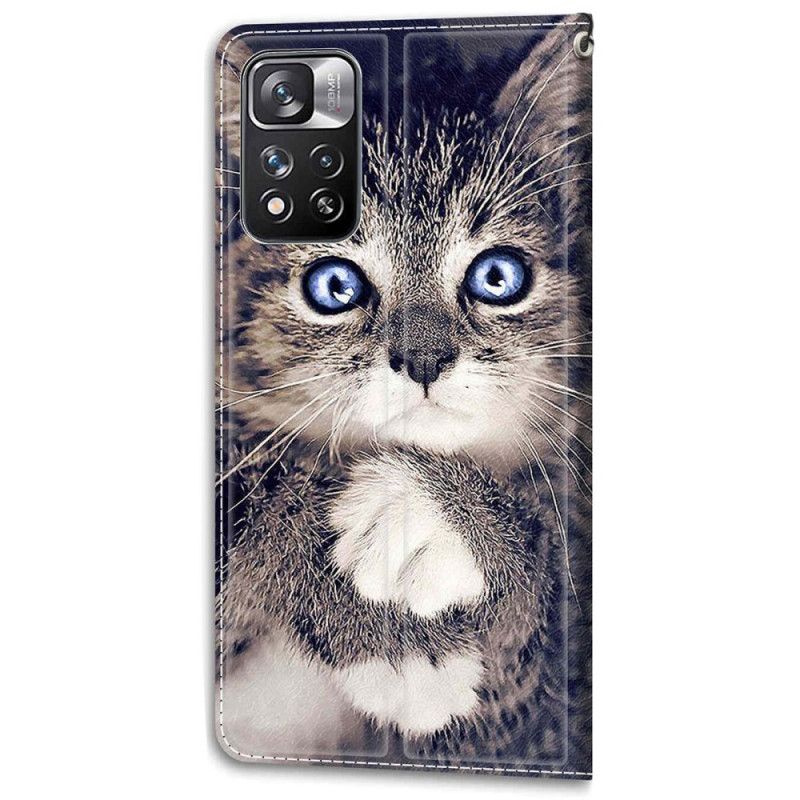 Læder Cover Xiaomi Redmi Note 11 Pro Plus 5G Med Snor Thong Cat Fan