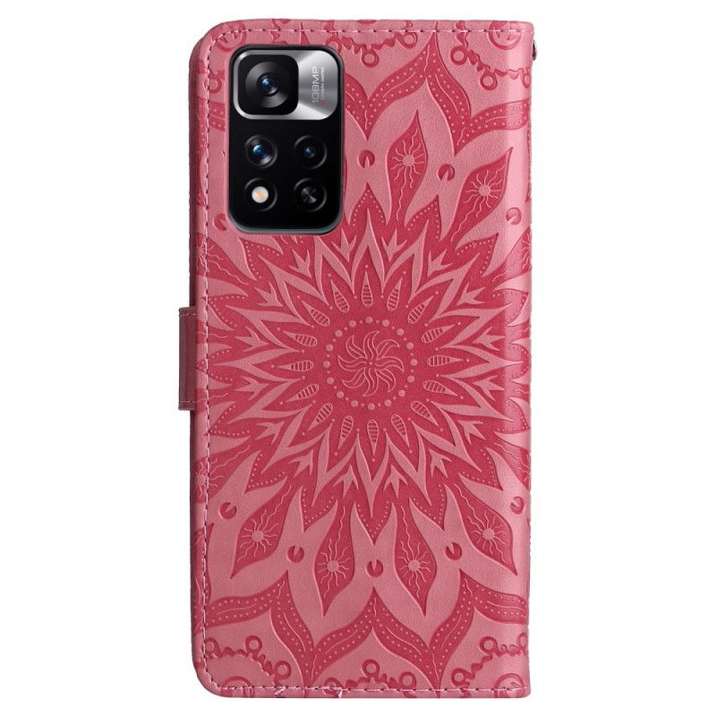 Læder Cover Xiaomi Redmi Note 11 Pro Plus 5G Solblomst