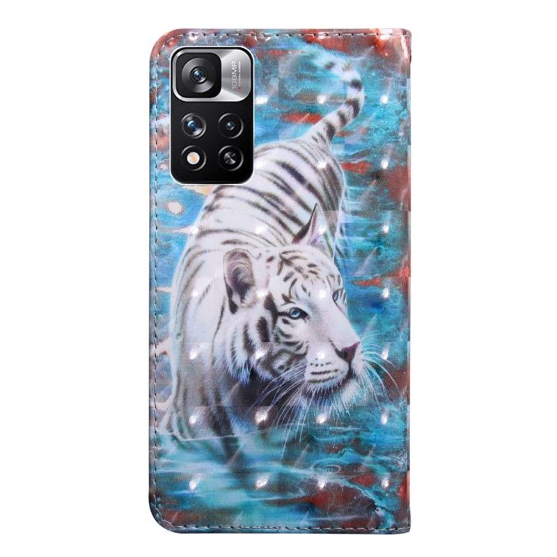 Læder Cover Xiaomi Redmi Note 11 Pro Plus 5G Tiger I Vand