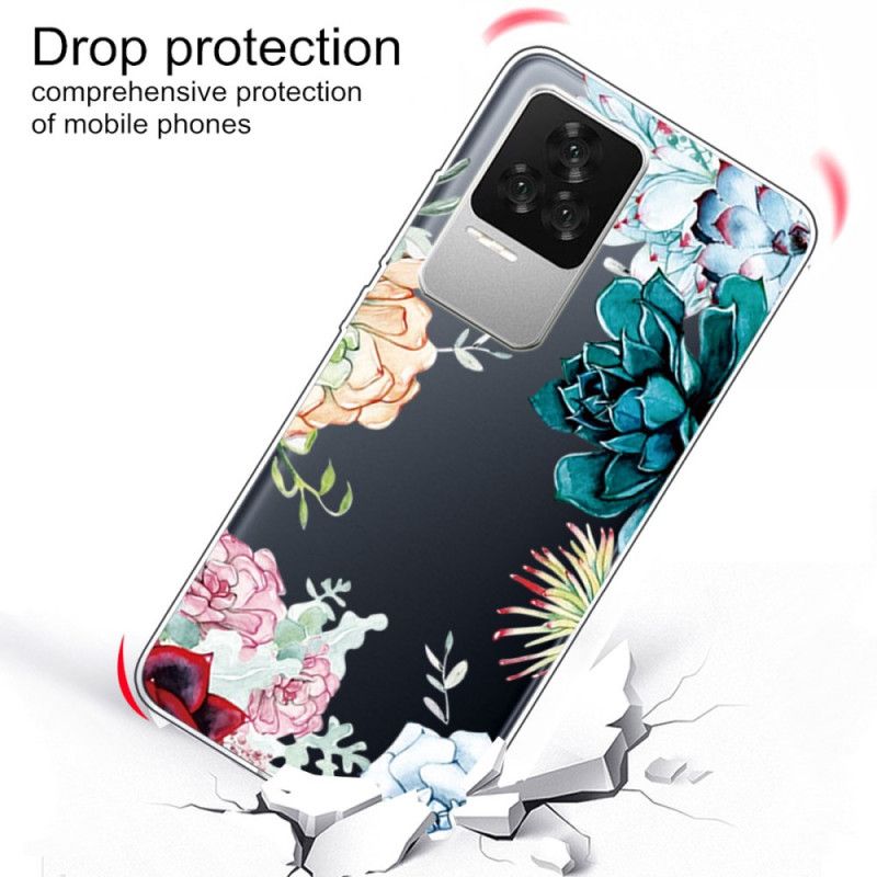 Cover Poco F4 Transparente Blomster