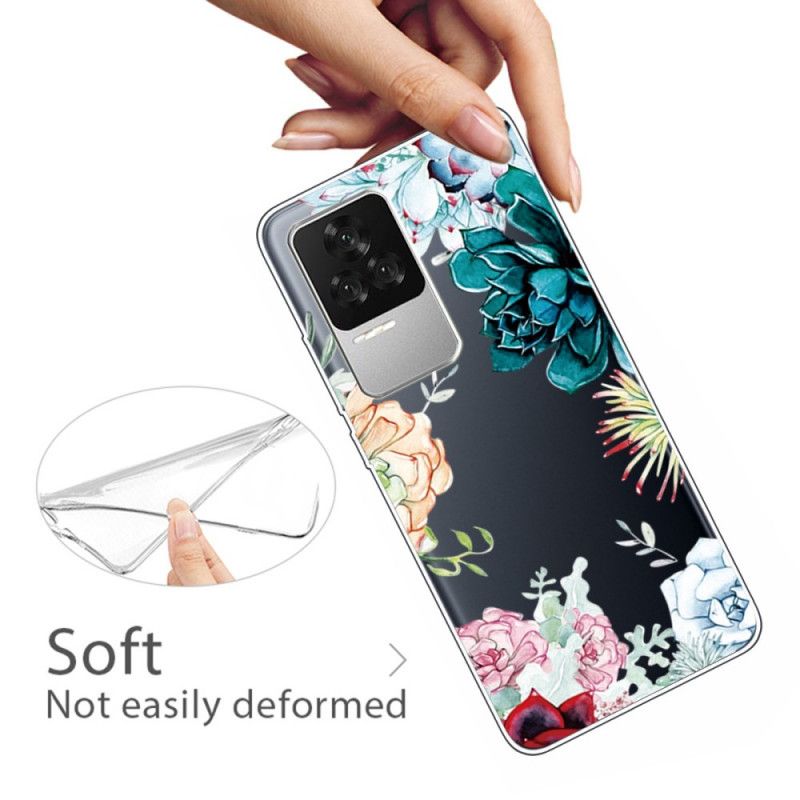 Cover Poco F4 Transparente Blomster