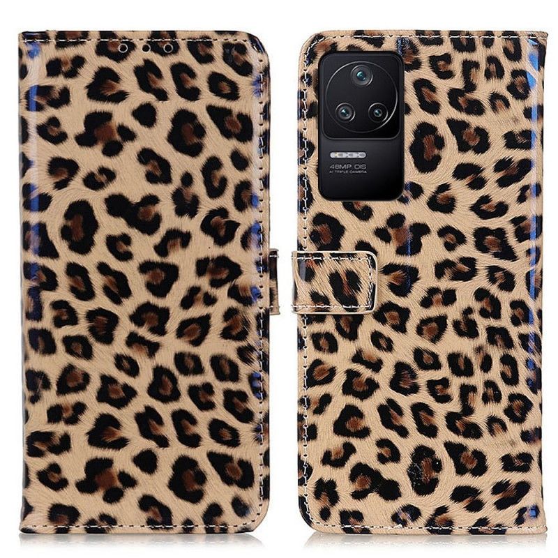 Flip Cover Poco F4 Leopardhudstil