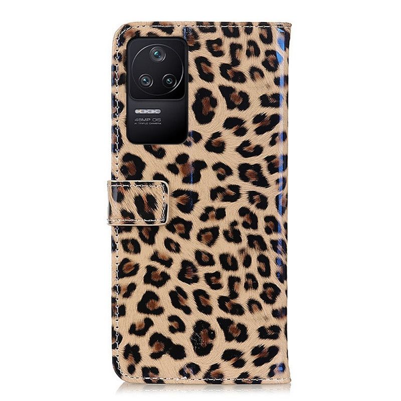 Flip Cover Poco F4 Leopardhudstil