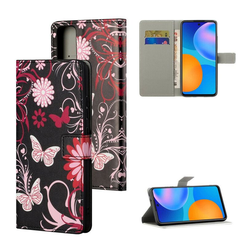 Flip Cover Honor 10X Lite Sommerfugle Og Blomster