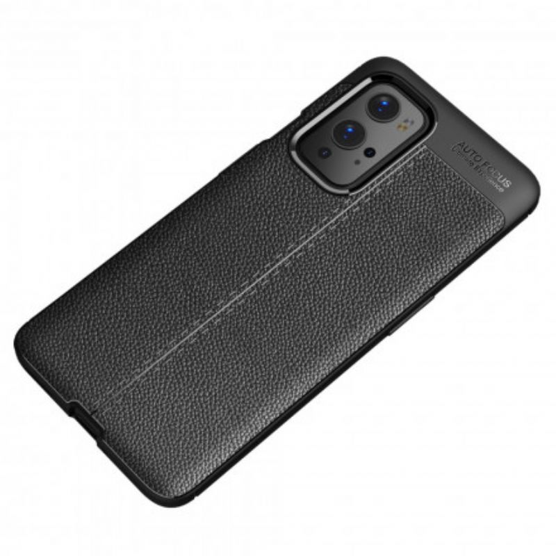 Cover OnePlus 9 Pro Dobbelt Linje Litchi Lædereffekt