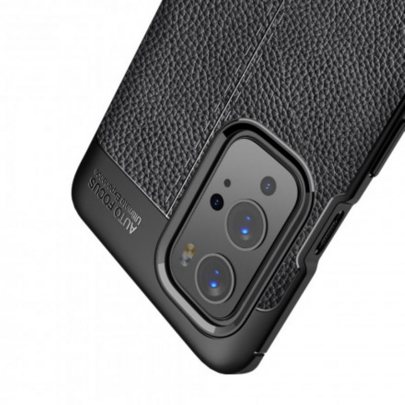 Cover OnePlus 9 Pro Dobbelt Linje Litchi Lædereffekt