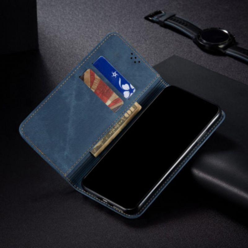 Cover OnePlus 9 Pro Flip Cover Imiteret Læder Jeans Tekstur