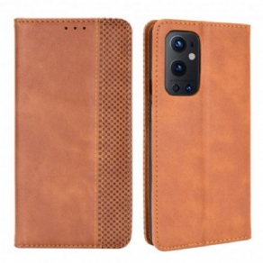 Cover OnePlus 9 Pro Flip Cover Vintage Stiliseret Lædereffekt