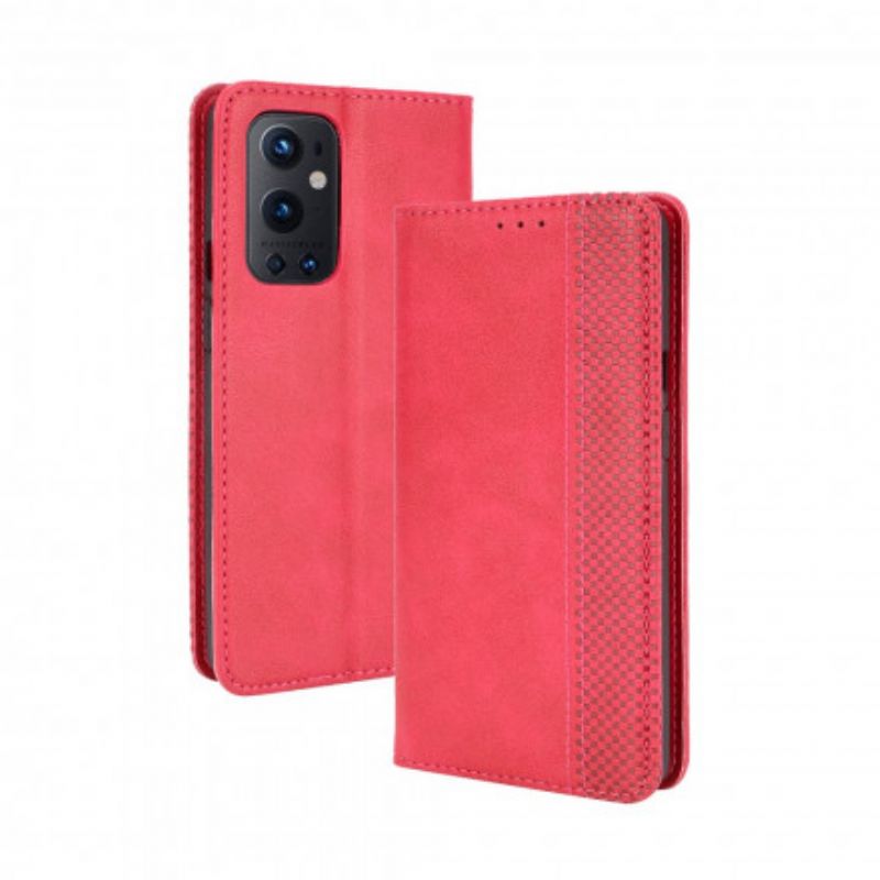 Cover OnePlus 9 Pro Flip Cover Vintage Stiliseret Lædereffekt